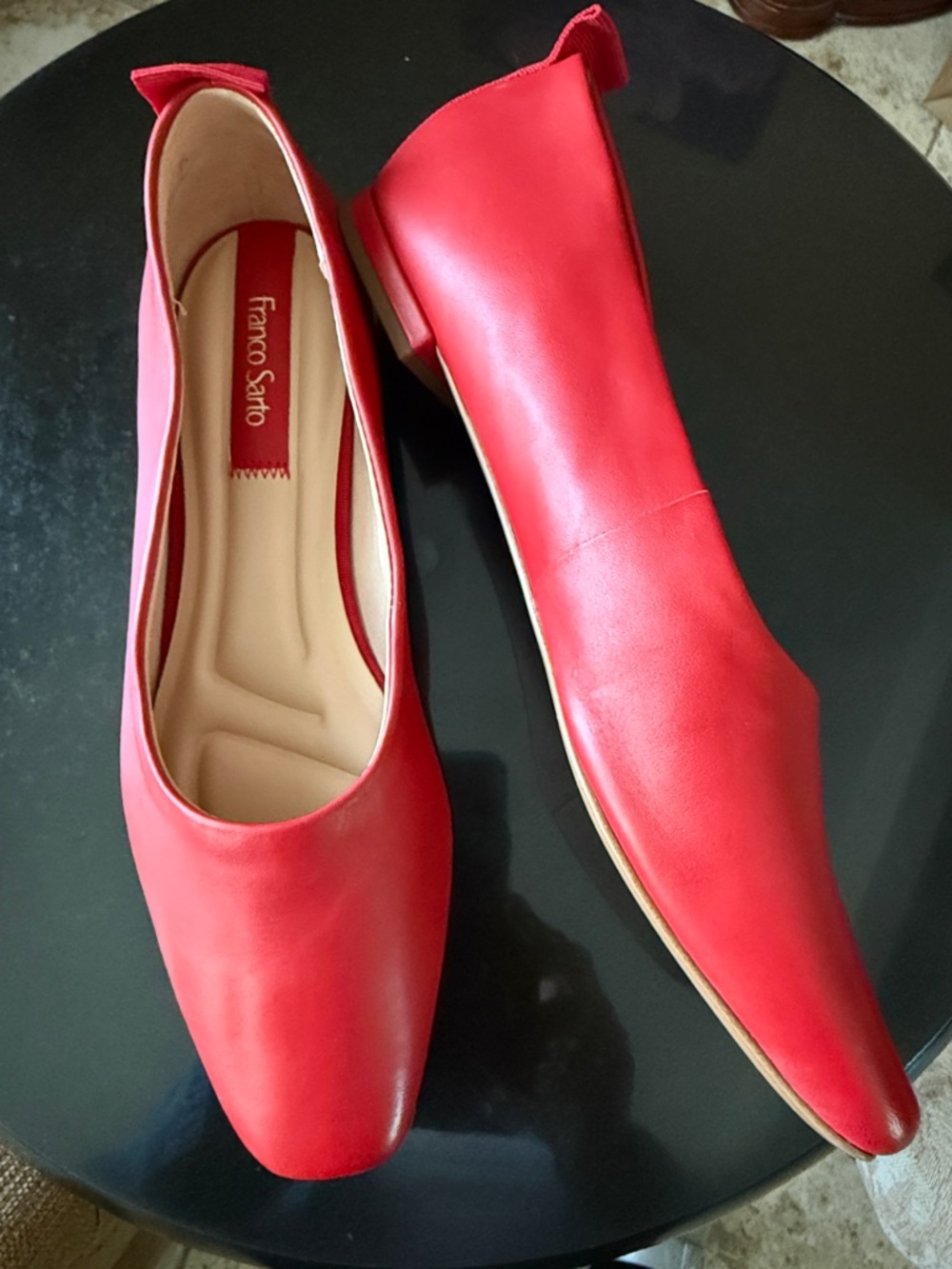 Franco Sarto Vana Red Leather Square Toe Ballet Flats Shoes Size 9M NWOT - Picture 5 of 17